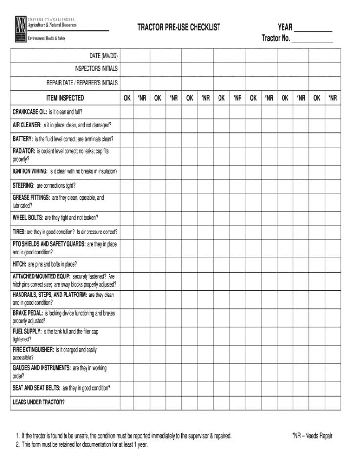 tractor maintenance schedule